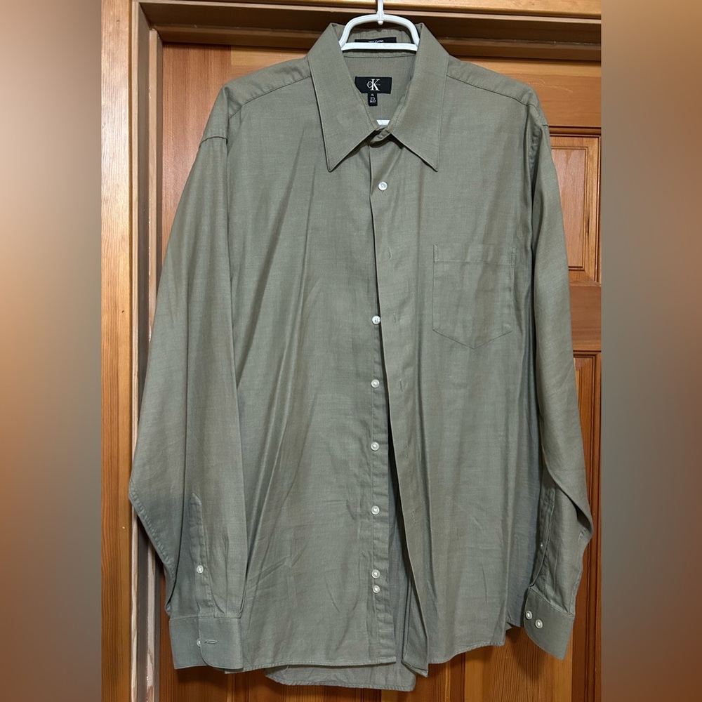 Calvin Klein Tan Dress Shirt Classic Long-Sleeve
